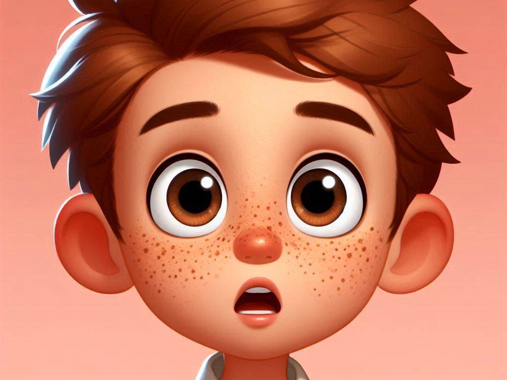 Niño con pecas preocupado