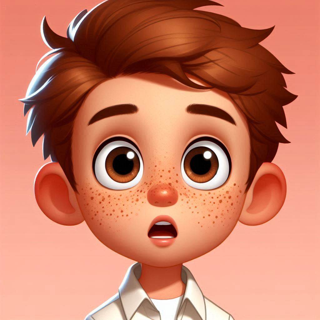 Niño con pecas preocupado